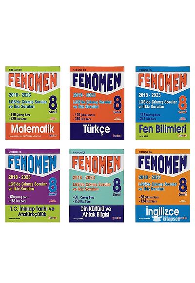 FENOMEN 8.SINIF LGS ÇIKMIŞ SORULAR VE İKİZ SORULAR SETİ (6 KİTAP) 2018-2024