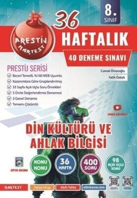NARTEST 8.SINIF DİN KÜLTÜRÜ ve AHLAK BİLGİSİ HAFTALIK 40 DENEME + 36 AÇIK UÇLU TEST