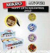 MİKRO MK-7421 ÇİFTLİ METAL KALEMTRAŞ HAPPY