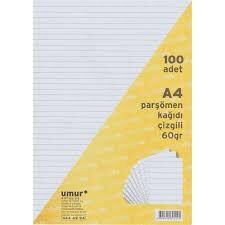 OYAL A4 PARŞÜMEN KAĞIDI 100LÜ ÇİZGİLİ