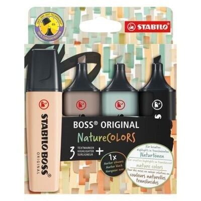 STABILO BOSS NATURE COLORS 4'ER S-M-G-B